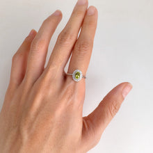 Load image into Gallery viewer, 4 x 6 mm. Oval Cut Green Pakistani Peridot with Cz Halo Ring
