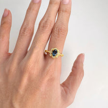 Load image into Gallery viewer, 5 x 7 mm. Oval Cut London Blue Brazilian Topaz with Cz Accents Ring
