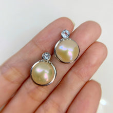 Load image into Gallery viewer, 12 mm. Freshwater Pearl with Topaz Accents Earrings
