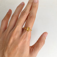 Load image into Gallery viewer, 5 x 7 mm. Octagon Cut Yellow Brazilian Citrine with Cz Accents Ring
