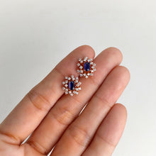 Load image into Gallery viewer, 3 x 5 mm. Oval Cut Blue Nepalese Kyanite with Cz Accents Earrings
