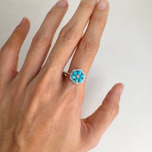 Load image into Gallery viewer, 3 x 4 mm. Pear Cabochon Blue American Turquoise with Cz Accents Ring
