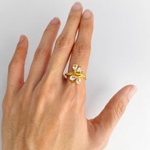 Load image into Gallery viewer, 4 x 6 mm. Pear Cut White Brazilian Topaz Cluster Ring
