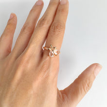 Load image into Gallery viewer, 5 x 7 mm. Pear Cut Pink African Rose Quartz Cluster Ring
