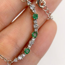 Load image into Gallery viewer, 3 mm. Round Cut Green Zambian Emerald with Cz Accents Necklace
