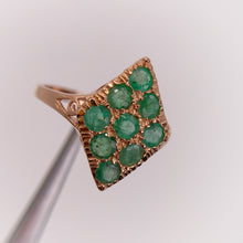 Load image into Gallery viewer, 3 mm. Round Cut Green Brazilian Emerald Cluster Ring
