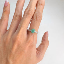 Load image into Gallery viewer, 6 x 7.5 mm. Oval Cut Green Brazilian Emerald with Cz Accents Ring (Blemished)
