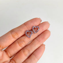 Load image into Gallery viewer, 1.5 mm. Round Cut Purple Brazilian Amethyst Heart Earrings
