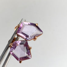 Load image into Gallery viewer, Handmade 8 x 10 mm. Fancy Cut Purple Brazilian Amethyst Earrings (Blemished)
