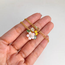Load image into Gallery viewer, 11 mm. Carved Flower Mother of Pearl with Cz Accents Pendant and Necklace
