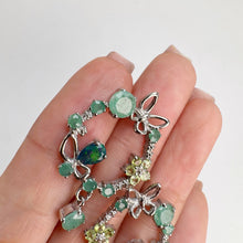 Load image into Gallery viewer, 4 x 6 mm. Pear Cut Black Ethiopian Opal, Emerald and Peridot Cluster Drop Earrings (Blemished)
