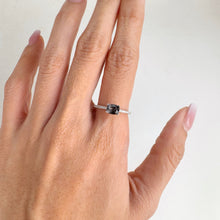 Load image into Gallery viewer, 5 x 6 mm. Cushion Cut Purplish Grey Burmese Spinel with Cz Band Ring

