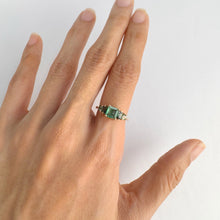 Load image into Gallery viewer, Handmade 6 mm. Square Cut Green Brazilian and Sapphire Cluster Ring
