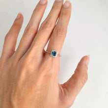 Load image into Gallery viewer, 5 mm. Cushion Cut London Blue Brazilian Topaz with Cz Accents Ring
