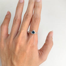 Load image into Gallery viewer, 5 mm. Trillion Cut London Blue Brazilian Topaz with Cz Halo Ring (Blemished)
