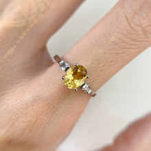 Load image into Gallery viewer, 5 x 7 mm. Oval Cut Yellow Brazilian Citrine with Cz Accents Ring
