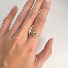 Load image into Gallery viewer, 6 mm. Heart Cut Yellow Brazilian Citrine with Cz Accents Ring
