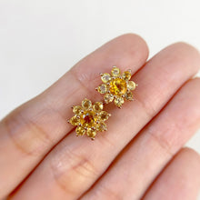 Load image into Gallery viewer, 5 mm. Round Cut Yellow Brazilian Citrine Cluster Earrings

