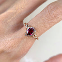 Load image into Gallery viewer, 5 x 7 mm. Pear Cut Purple African Rhodolite Garnet with Cz Halo Ring
