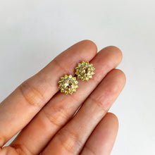 Load image into Gallery viewer, 6 mm. Round Cut Yellow Brazilian Citrine and Sapphire Cluster Earrings
