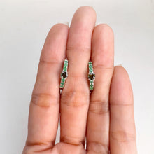 Load image into Gallery viewer, 4 mm. Round Cut Green Tanzanian Sapphire and Emerald Cluster Earrings
