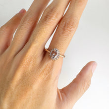 Load image into Gallery viewer, 5 x 7 mm. Oval Cut Light Pink Brazilian Morganite with Cz Accents Ring
