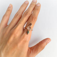 Load image into Gallery viewer, Handmade 7 mm. Round Cabochon White Indian Cat's eye Moonstone and Opal Cluster Ring
