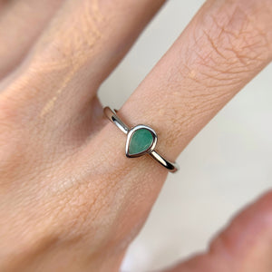 4 x 6 mm. Pear Cut Green Zambian Emerald Ring