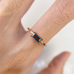 3 x 6 mm. Baguette Cut London Blue Brazilian Topaz Ring