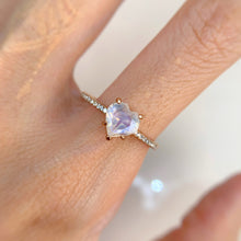 Load image into Gallery viewer, 7 mm. Heart Cut White Indian Moonstone with Cz Band Ring
