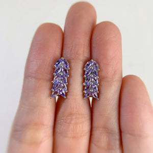 2 x 4 mm. Marquise Cut Blue Violet Tanzanite Cluster Earrings