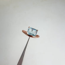 Load and play video in Gallery viewer, 6 x 8 mm. Octagon Cut Blue Brazilian Topaz Ring
