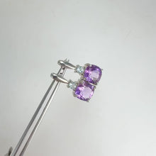 Load and play video in Gallery viewer, 9 mm. Cushion Cut Purple Brazilian Amethyst and Topaz Earrings
