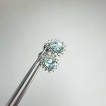 Load and play video in Gallery viewer, 5 x 7 mm. Pear Cut Blue Brazilian Aquamarine with Cz Accents Earrings
