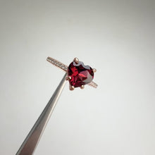 Load and play video in Gallery viewer, 7 mm. Heart Cut Red African Garnet with Cz Band Ring
