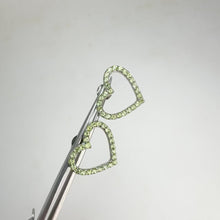 Load and play video in Gallery viewer, 2 mm. Round Cut Green Pakistani Peridot Heart Earrings
