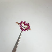 Load and play video in Gallery viewer, 2 mm. Round Cut Red Pink Thai Ruby Heart Ring (Blemished)
