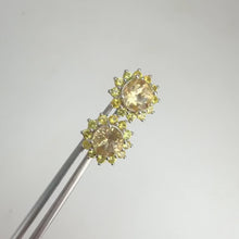 Load and play video in Gallery viewer, 6 mm. Round Cut Yellow Brazilian Citrine and Sapphire Cluster Earrings
