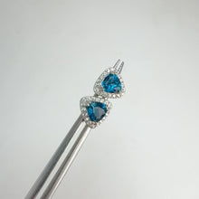 Load and play video in Gallery viewer, 5 mm. Trillion Cut London Blue Brazilian Topaz with Cz Halo Earrings

