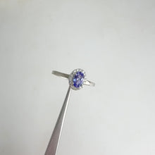 Load and play video in Gallery viewer, 4 x 6 mm. Oval Cut Blue Violet Tanzanite with Cz Halo Ring
