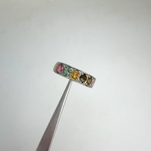Load and play video in Gallery viewer, 4 mm. Round Cut Multi-coloured Brazilian Tourmaline Cluster Ring
