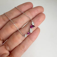 Load and play video in Gallery viewer, 4 x 6 mm. Pear Cut Purple African Rhodolite Garnet with Cz Accents Necklace
