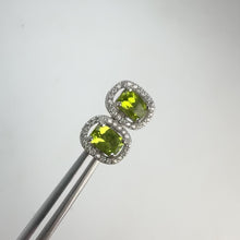 Load and play video in Gallery viewer, 5 x 7 mm. Cushion Cut Green Pakistani Peridot with Cz Accents Earrings
