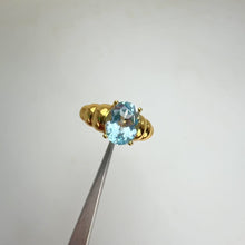 Load and play video in Gallery viewer, 8 x 10 mm. Oval Cut Sky Blue Brazilian Topaz Ring
