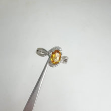 Load and play video in Gallery viewer, 5 x 7 mm. Oval Cut Yellow Brazilian Citrine with Cz Accents Ring
