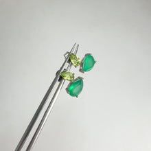 Load and play video in Gallery viewer, 5 x 7 mm. Pear Cut Green Botswana Agate and Peridot Cluster Earrings
