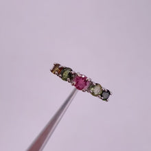 Load and play video in Gallery viewer, 5 mm. Round Cut Multi-coloured Brazilian Tourmaline Cluster Ring (Blemished)

