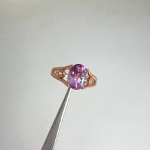Load and play video in Gallery viewer, 7 x 9 mm. Oval Cut Pink Brazilian Mystic Topaz with Cz Accents Ring
