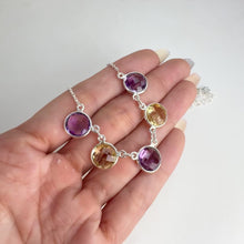 Load and play video in Gallery viewer, 10 mm. Round with Checkerboard Cut Purple Brazilian Amethyst and Citrine Necklace
