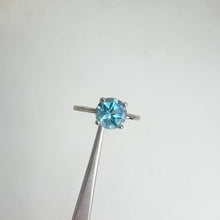 Load and play video in Gallery viewer, 7 mm. Round Cut Sky Blue Brazilian Topaz Ring
